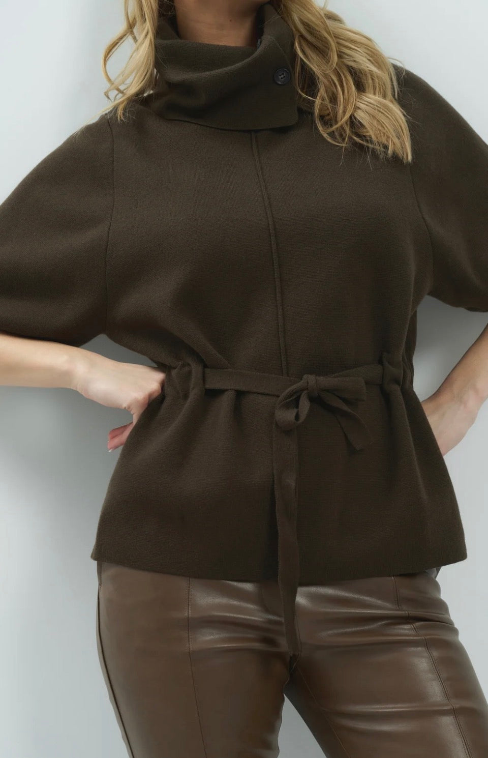 Sweater with tie belt
