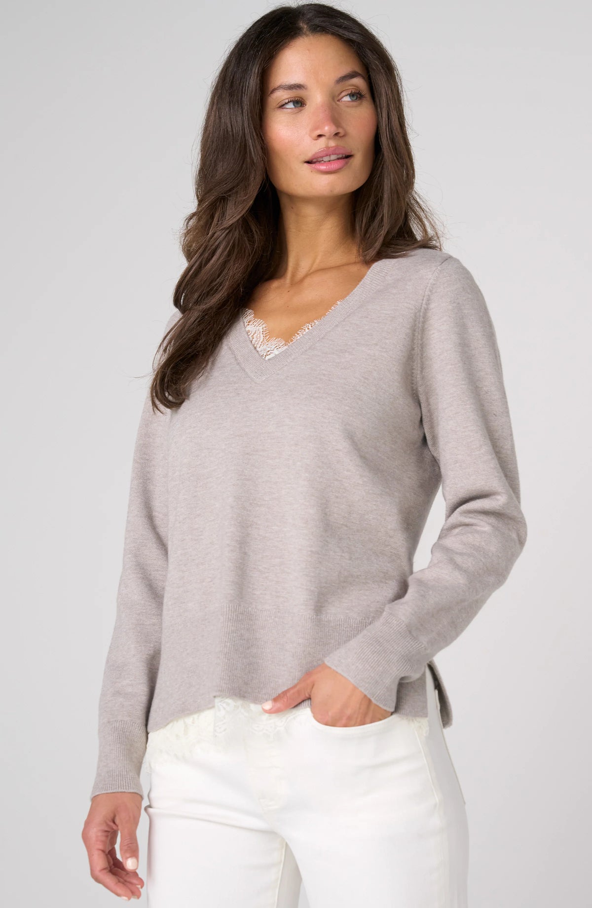 V-neck Sweater with Lace