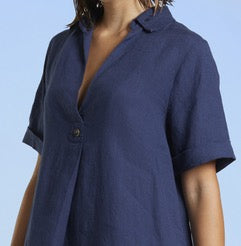 Linen Navy Dress