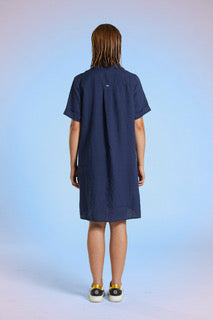Linen Navy Dress