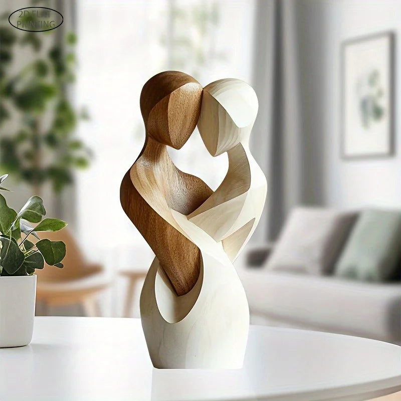 Statue de couple en bois