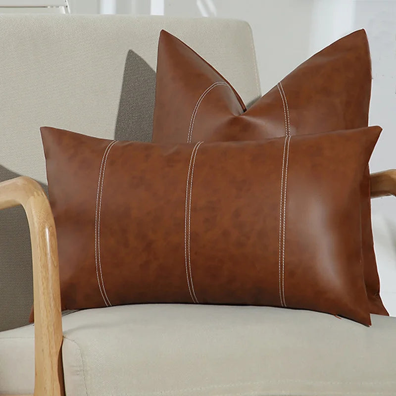 Faux Leather Throw Pillow Covers