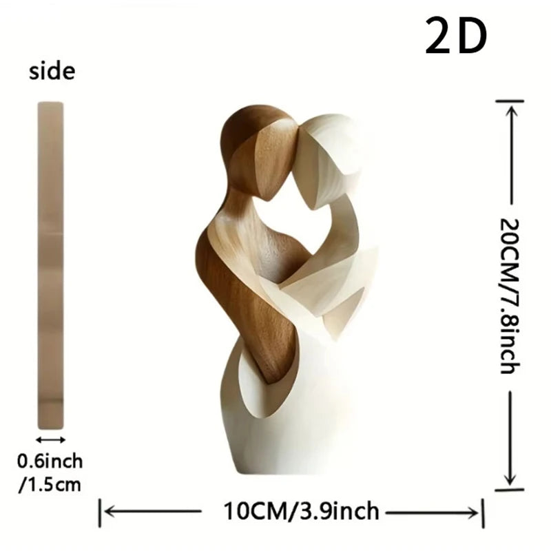 Statue de couple en bois