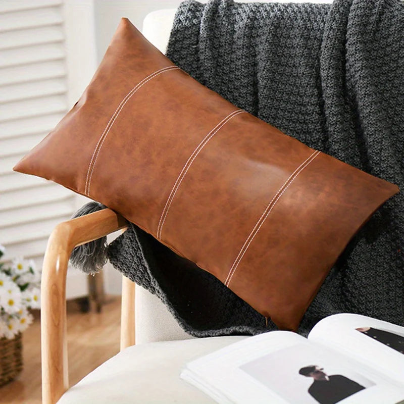 Faux Leather Throw Pillow Covers