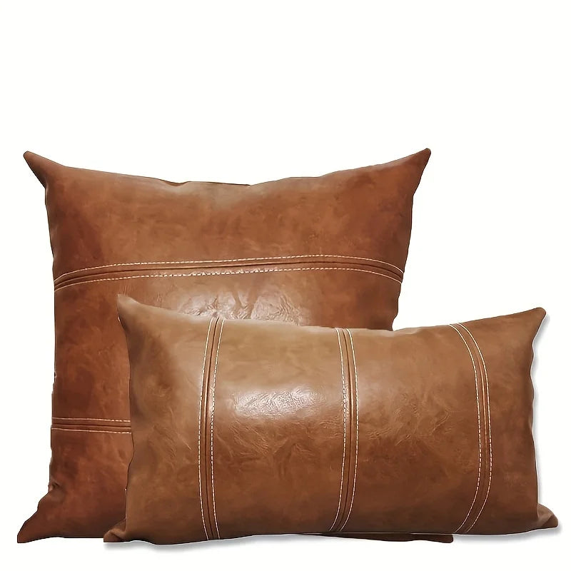 Faux Leather Throw Pillow Covers