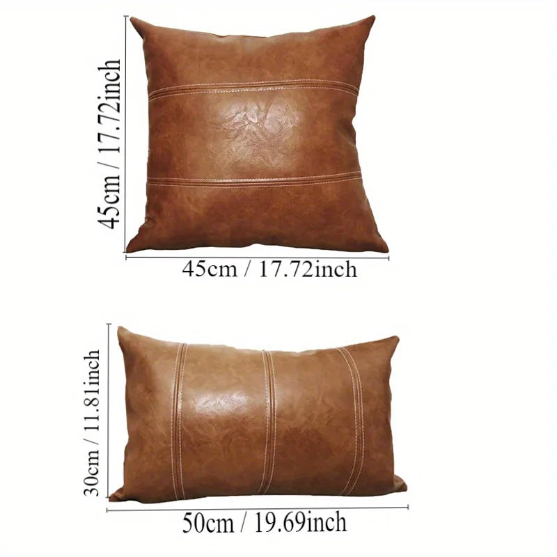 Faux Leather Throw Pillow Covers