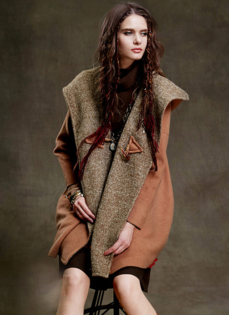 Hooded Knit Wool Blend Coat | bitpix.io