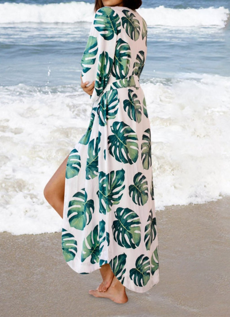 Tropical Leaves Cover-up Caftan | bitpix.io