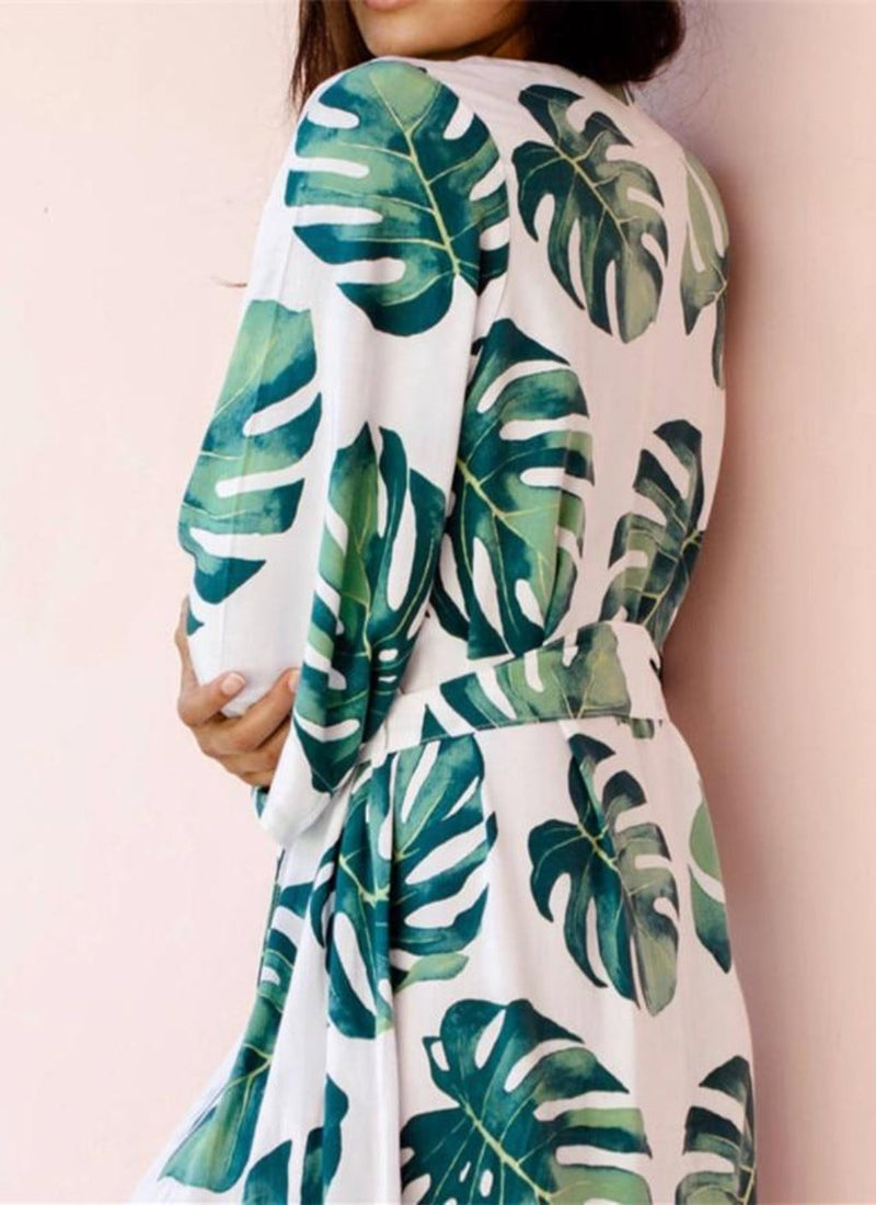 Tropical Leaves Cover-up Caftan | bitpix.io